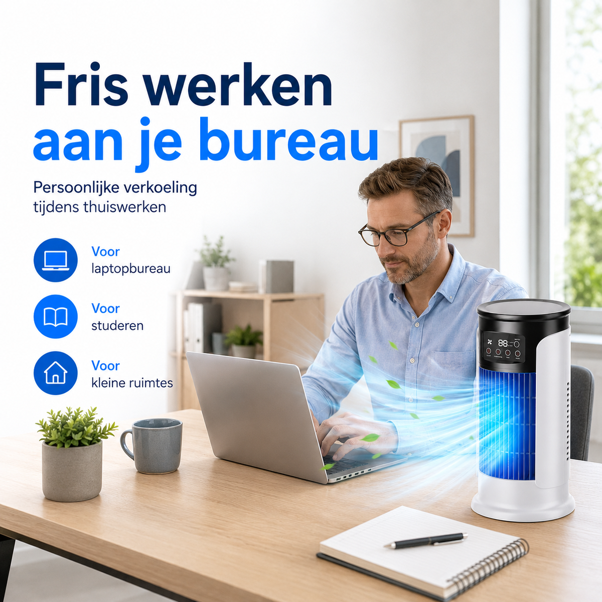 HydroChill™ draagbare airco | Snel & Fluisterstil Ruimtes Koelen