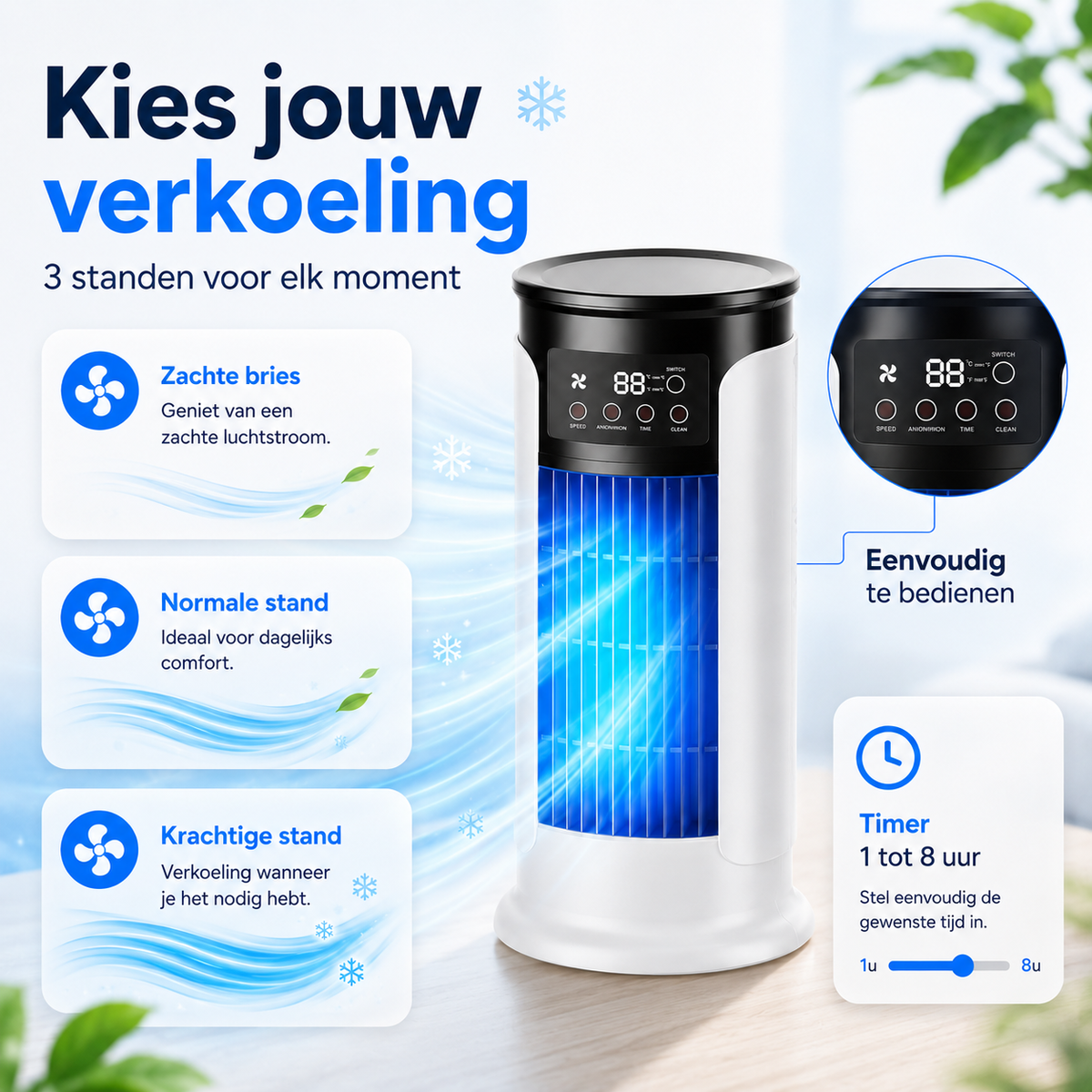 HydroChill™ draagbare airco | Snel & Fluisterstil Ruimtes Koelen
