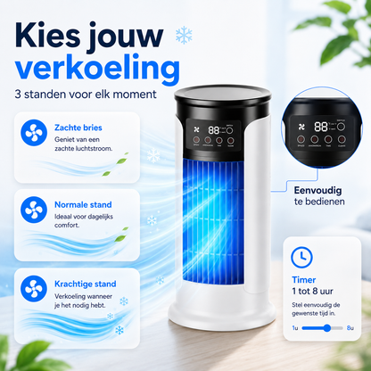 HydroChill™ draagbare airco | Snel & Fluisterstil Ruimtes Koelen