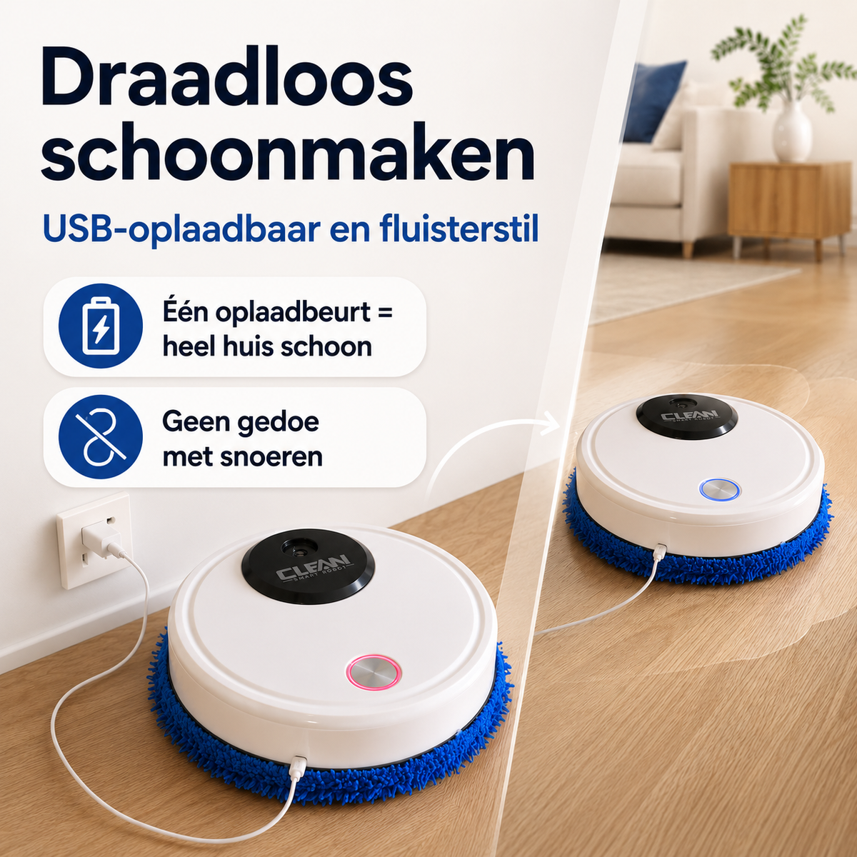 Moppy™ 4in1 slimme huishoudrobot | Nooit meer zelf de vloer schoonmaken!