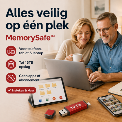 MemorySafe™ | Extra opslag voor telefoon, tablet & laptop