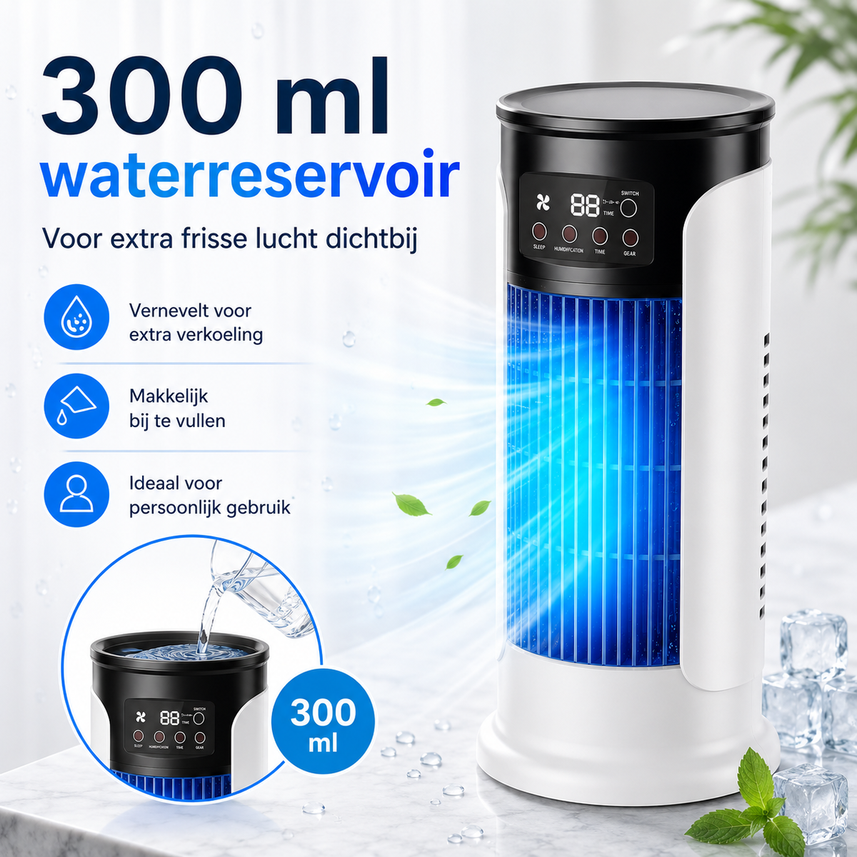 HydroChill™ draagbare airco | Snel & Fluisterstil Ruimtes Koelen