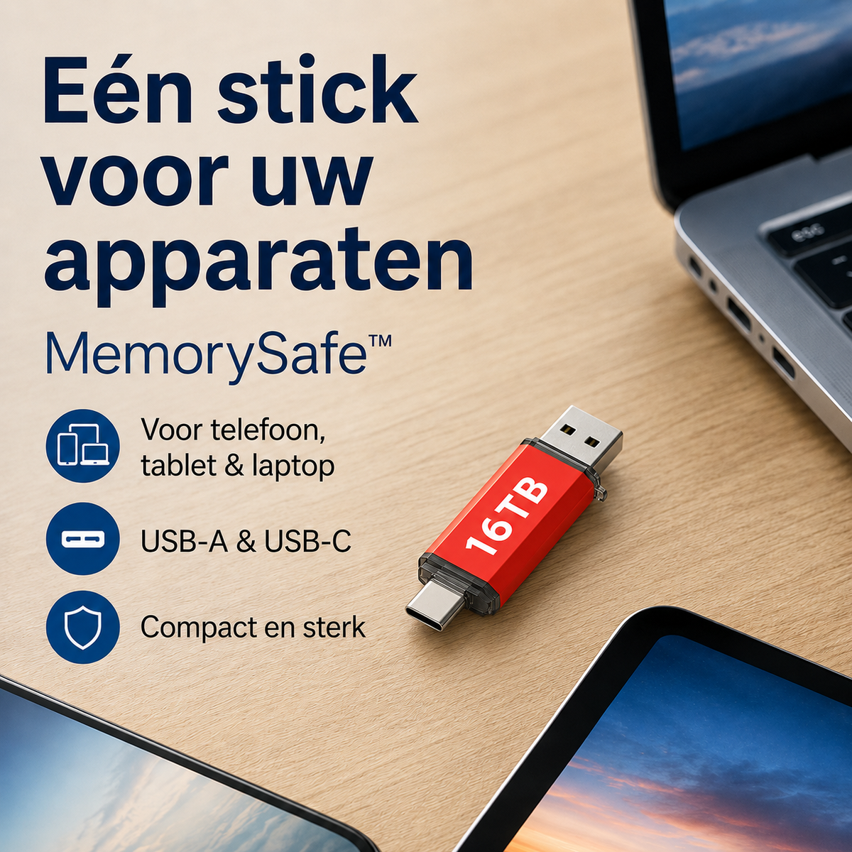MemorySafe™ | Extra opslag voor telefoon, tablet & laptop