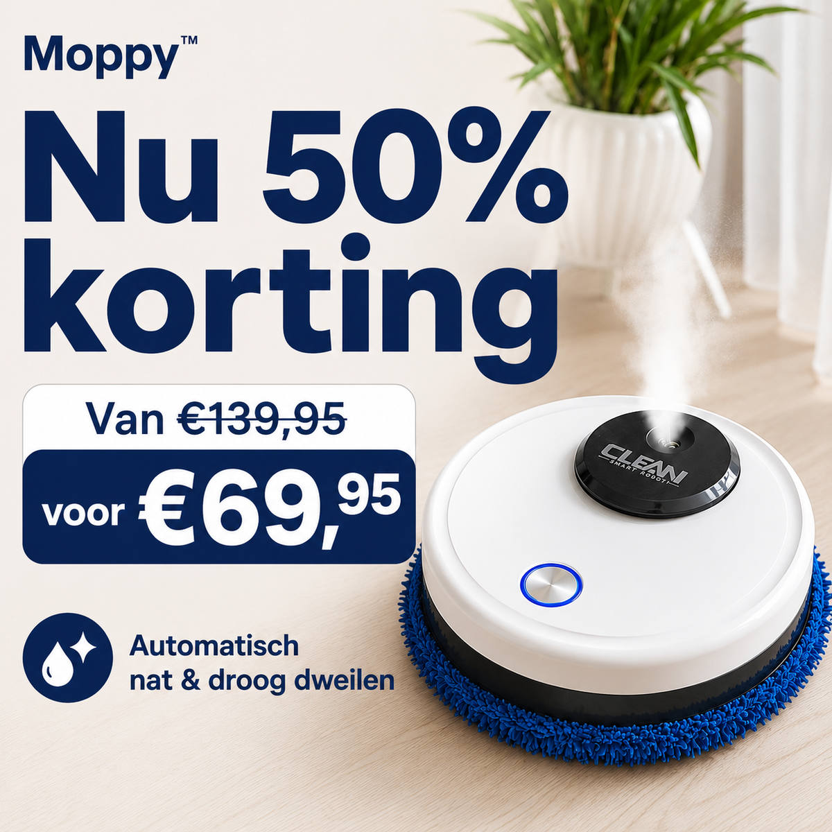 Moppy™ 4in1 slimme huishoudrobot | Nooit meer zelf de vloer schoonmaken!