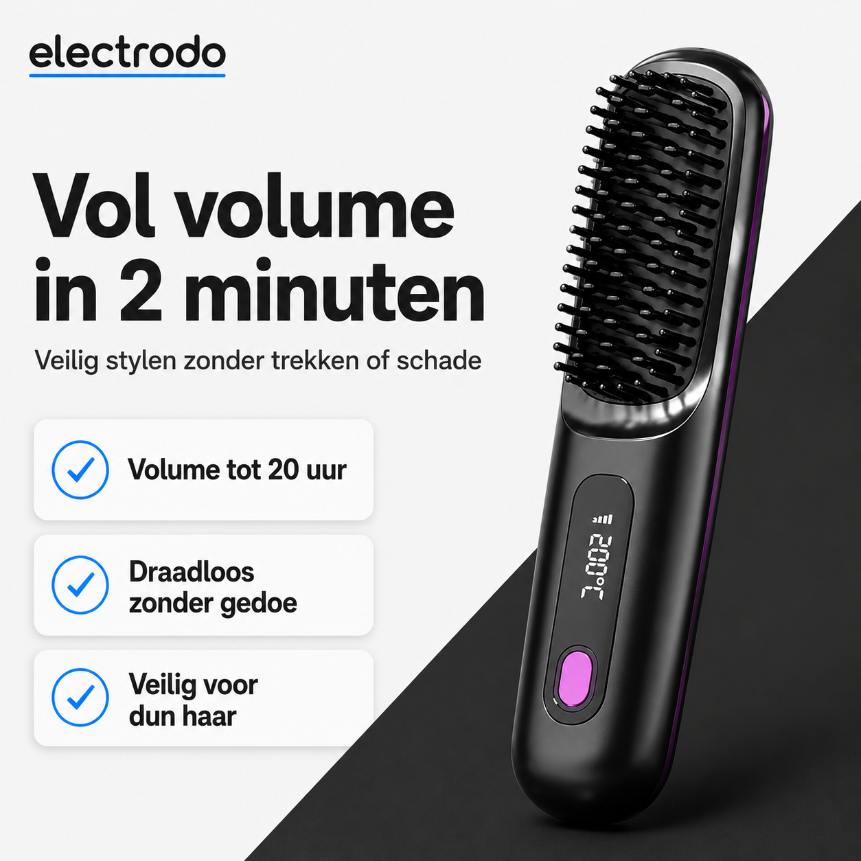 Nuvolo Brush Pro™ | Zeg vaarwel tegen plat haar: de hele dag lift en glans zonder schade!