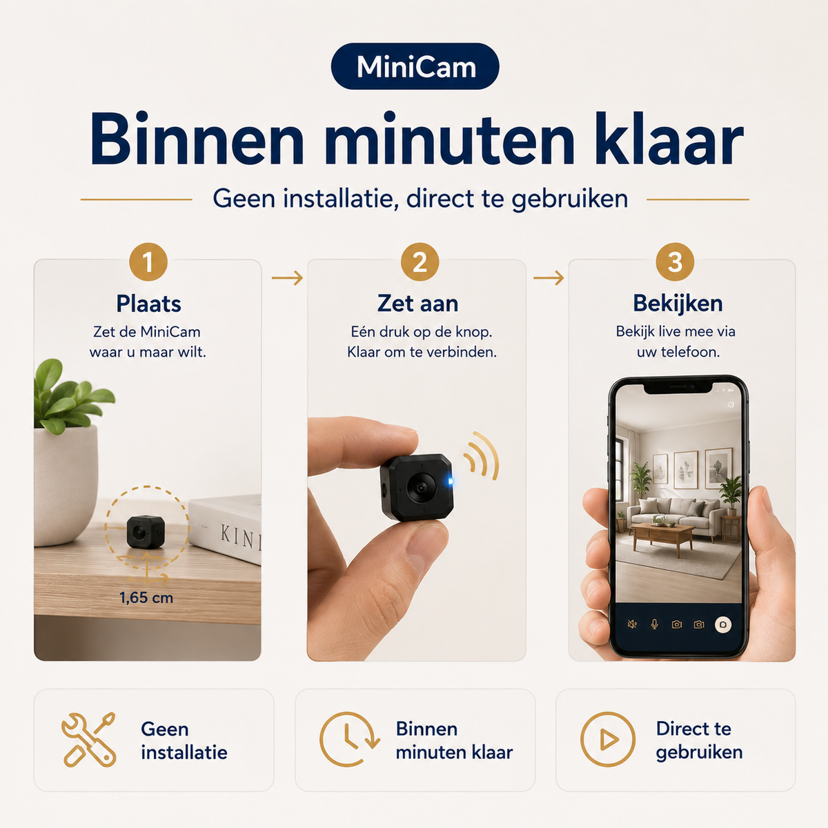MiniCam™ | Live meekijken én opnemen zonder wifi of stroom