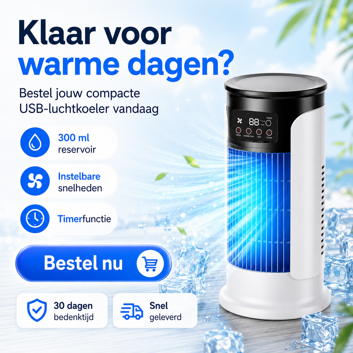 HydroChill™ draagbare airco | Snel & Fluisterstil Ruimtes Koelen