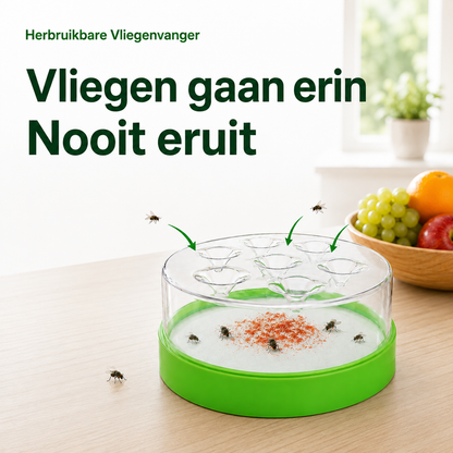 FlyTrap™ | De slimme, herbruikbare vliegenvanger voor een vliegvrij huis | 1+1 gratis