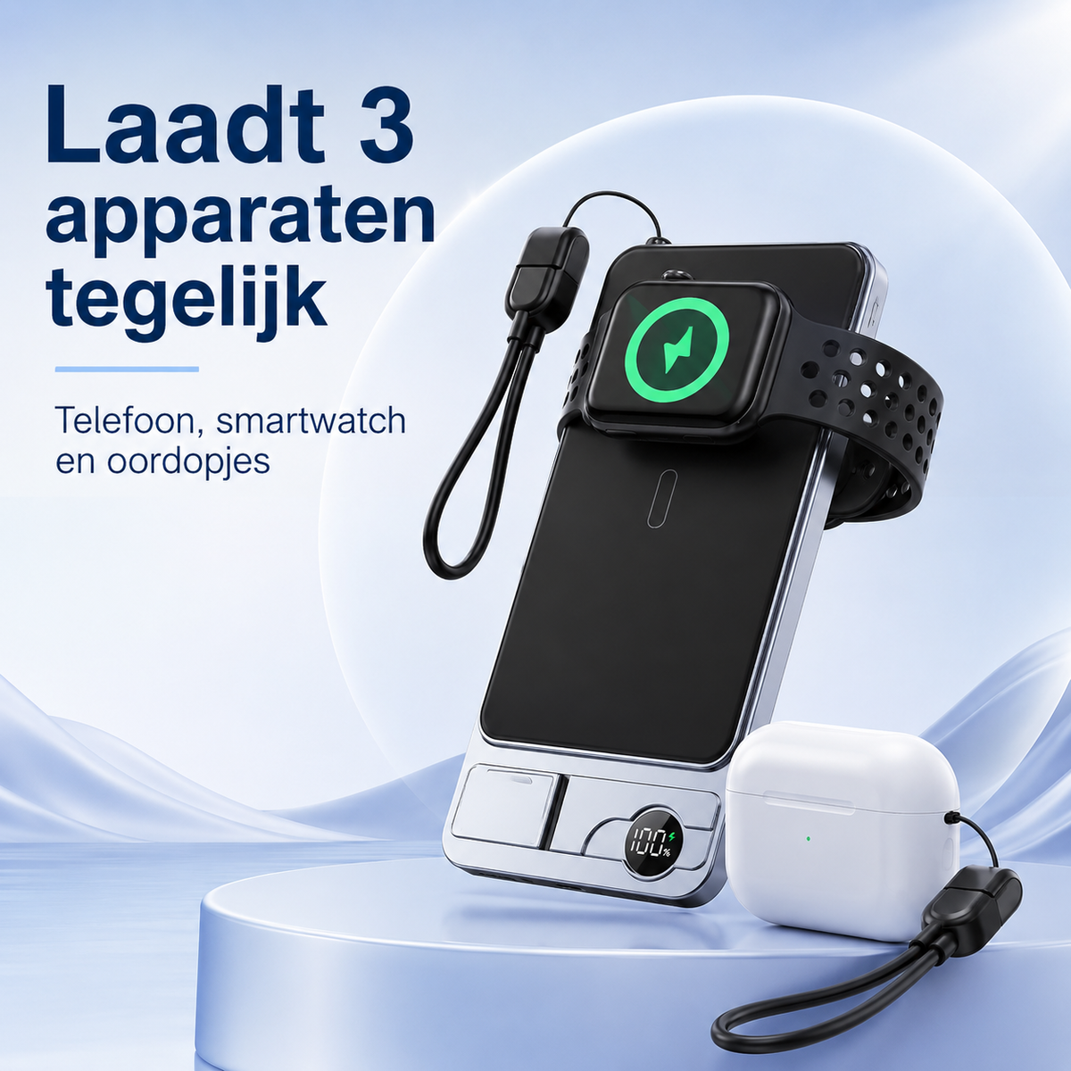 PowerSnap™ Pro | Nooit meer een lege batterij met deze compacte 3-in-1 ultra snellader