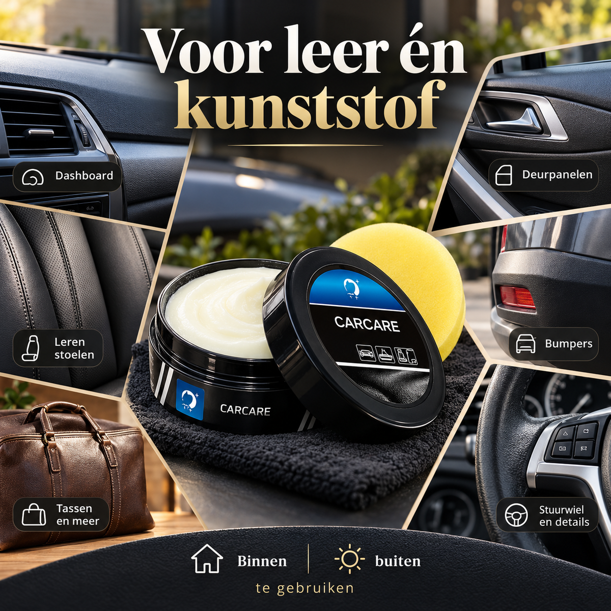 CarCare™ | Laat dof leer en kunststof er weer verzorgd en diep van kleur uitzien | 1+1 gratis