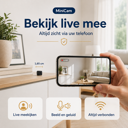 MiniCam™ | Live meekijken én opnemen zonder wifi of stroom